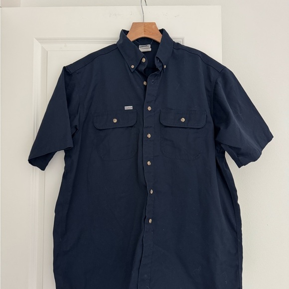 Carhartt men’s navy blue cargo material button down causal shirt top size large - Picture 4 of 4